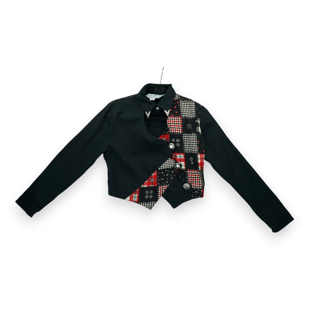 Vintage Lilia Patched Cropped Western Jacket Black USA Made‎ ~ Size Small